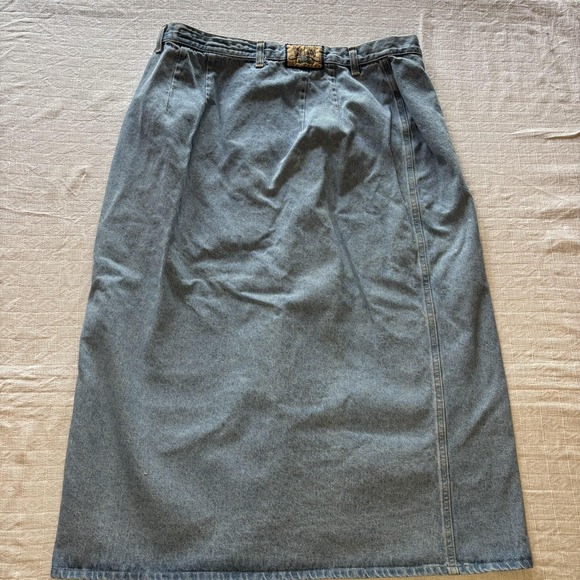 Vintage Blue Clover Denim Skirt Womens 18W Light Wash Button Front Y2K 90s USA - Picture 3 of 12